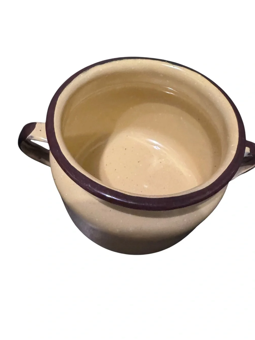 Vintage Beige Speckled Enamelware Creamer & Covered Sugar Bowl Set